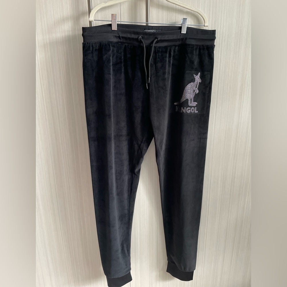 KANGOL The‎ Velour Crystal Joggers Size XL Black